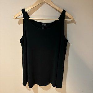 Eileen Fisher Double Lined Silk Drapey Tank Top - Medium, Black
